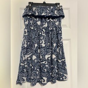 Faded Glory Navy and White Paisley summer dress! Rarely worn, Size L(12-14)